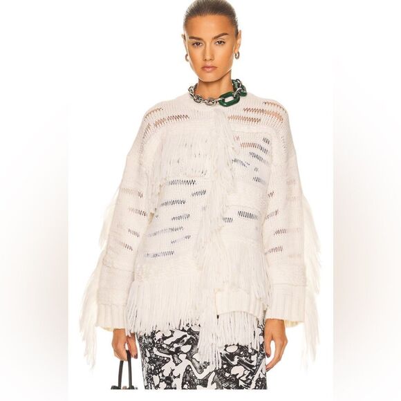 Stella McCartney Fringe Airy Alpaca Fringe Sweater Boho Women’s Natural Size 44 - Picture 1 of 15
